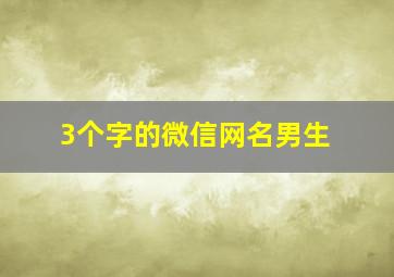 3个字的微信网名男生