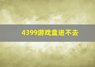 4399游戏盒进不去