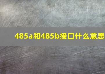 485a和485b接口什么意思