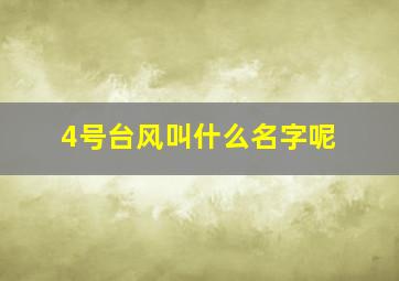 4号台风叫什么名字呢