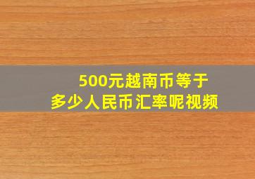 500元越南币等于多少人民币汇率呢视频