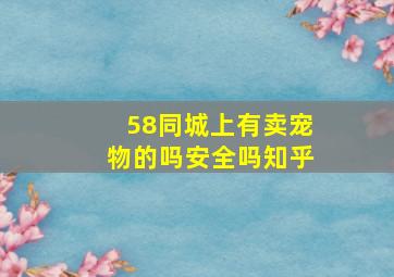 58同城上有卖宠物的吗安全吗知乎