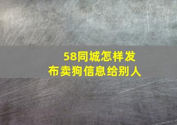 58同城怎样发布卖狗信息给别人