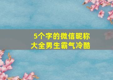 5个字的微信昵称大全男生霸气冷酷