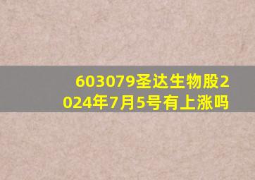 603079圣达生物股2024年7月5号有上涨吗