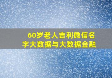 60岁老人吉利微信名字大数据与大数据金融