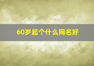 60岁起个什么网名好