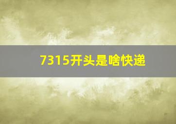 7315开头是啥快递