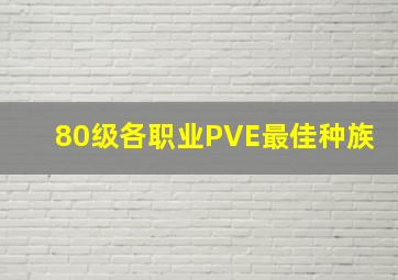 80级各职业PVE最佳种族