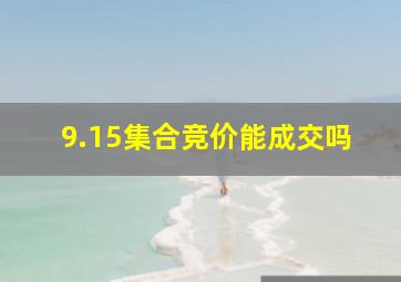 9.15集合竞价能成交吗