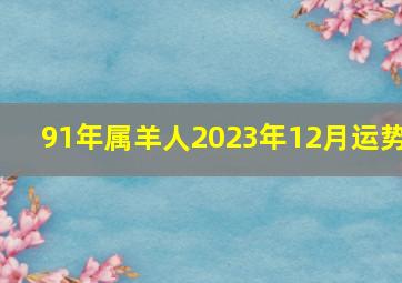 91年属羊人2023年12月运势