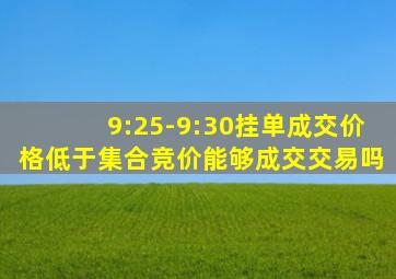 9:25-9:30挂单成交价格低于集合竞价能够成交交易吗