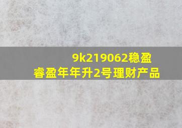 9k219062稳盈睿盈年年升2号理财产品