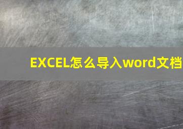 EXCEL怎么导入word文档