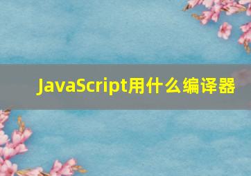 JavaScript用什么编译器