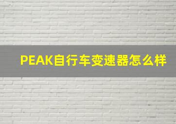 PEAK自行车变速器怎么样