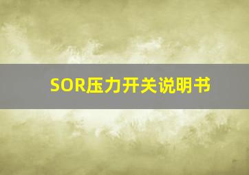 SOR压力开关说明书