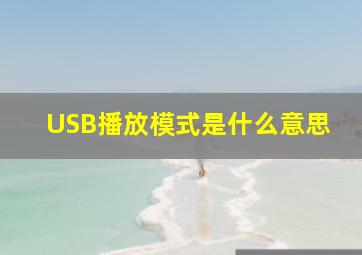 USB播放模式是什么意思