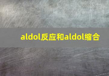 aldol反应和aldol缩合