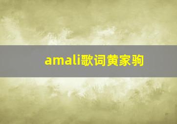 amali歌词黄家驹