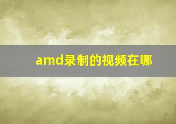 amd录制的视频在哪