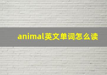 animal英文单词怎么读