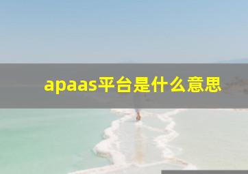 apaas平台是什么意思