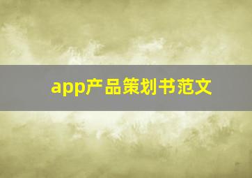 app产品策划书范文