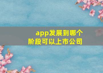 app发展到哪个阶段可以上市公司