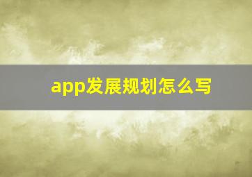 app发展规划怎么写