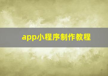 app小程序制作教程