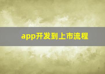 app开发到上市流程