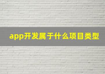 app开发属于什么项目类型