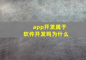 app开发属于软件开发吗为什么