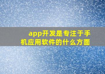 app开发是专注于手机应用软件的什么方面