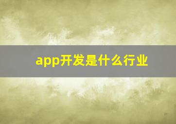 app开发是什么行业