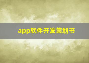 app软件开发策划书