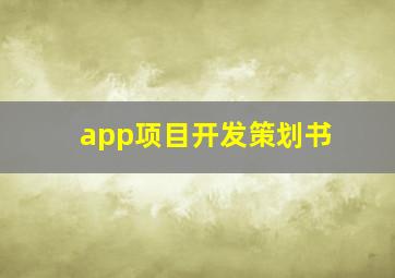 app项目开发策划书