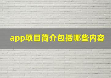 app项目简介包括哪些内容