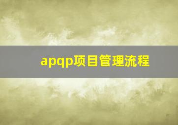 apqp项目管理流程