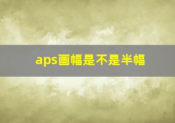 aps画幅是不是半幅