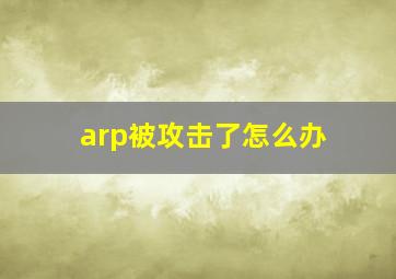 arp被攻击了怎么办