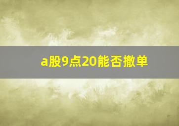 a股9点20能否撤单