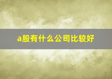 a股有什么公司比较好