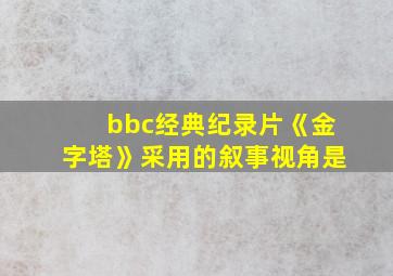 bbc经典纪录片《金字塔》采用的叙事视角是