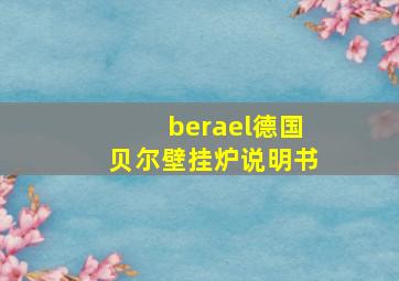 berael德国贝尔壁挂炉说明书