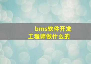 bms软件开发工程师做什么的