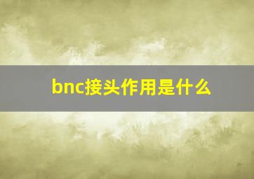 bnc接头作用是什么