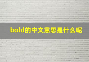 bold的中文意思是什么呢