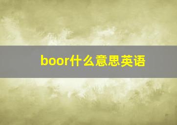 boor什么意思英语